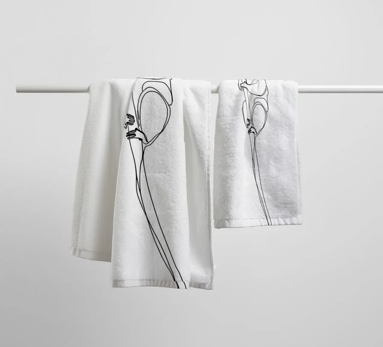 Lemur Climbing Tree Minimalist Line Art Drawing towel by Viv Line Art