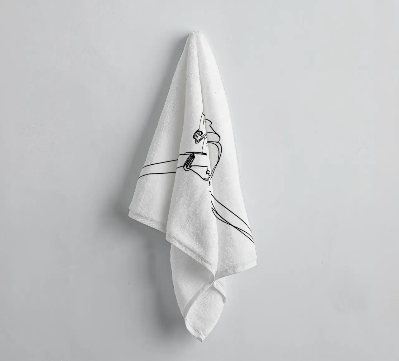 Lemur Climbing Tree Minimalist Line Art Drawing towel by Viv Line Art