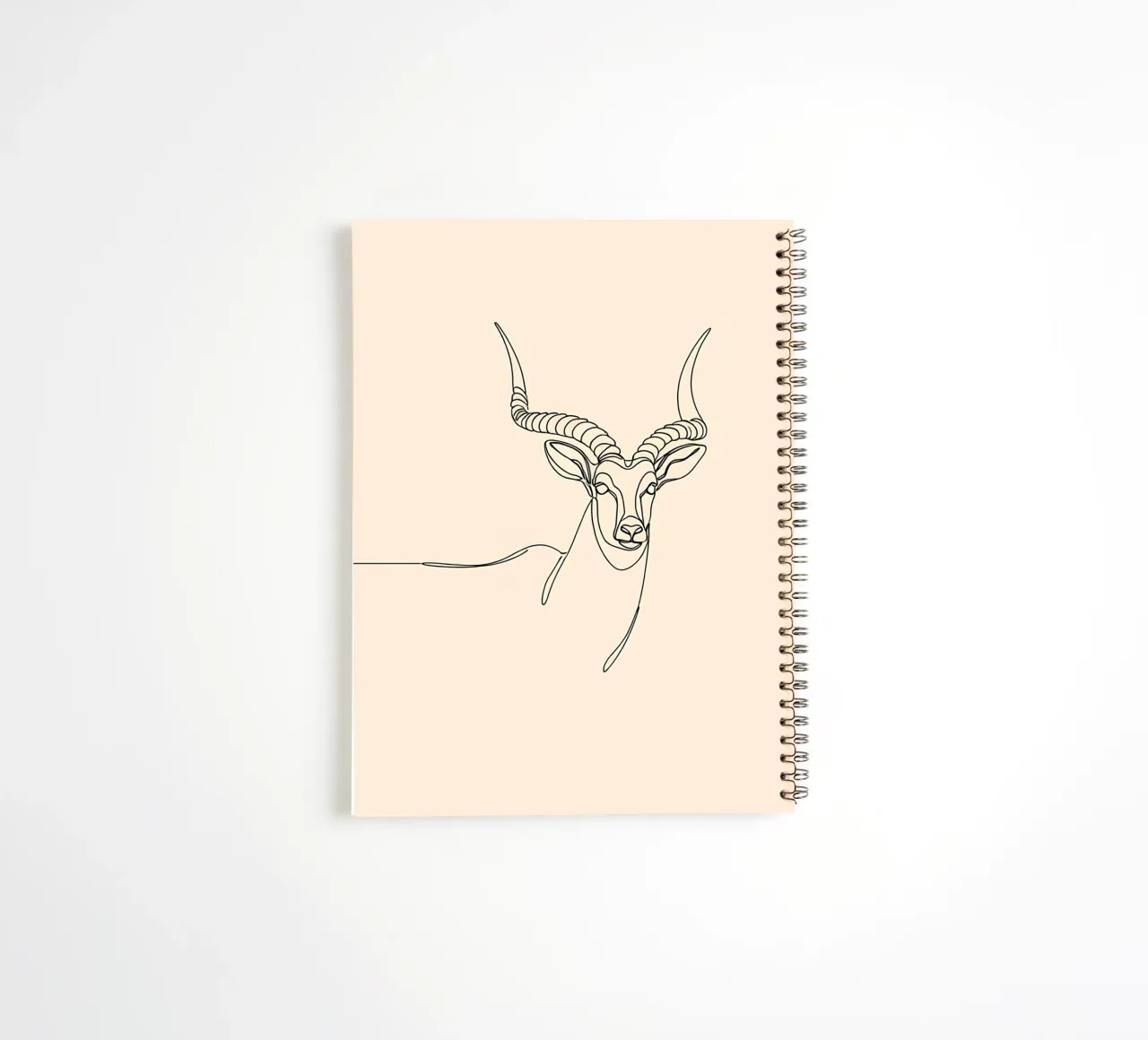 Antelope Minimalist Line Art Drawing spiral notebook by Viv Line Art