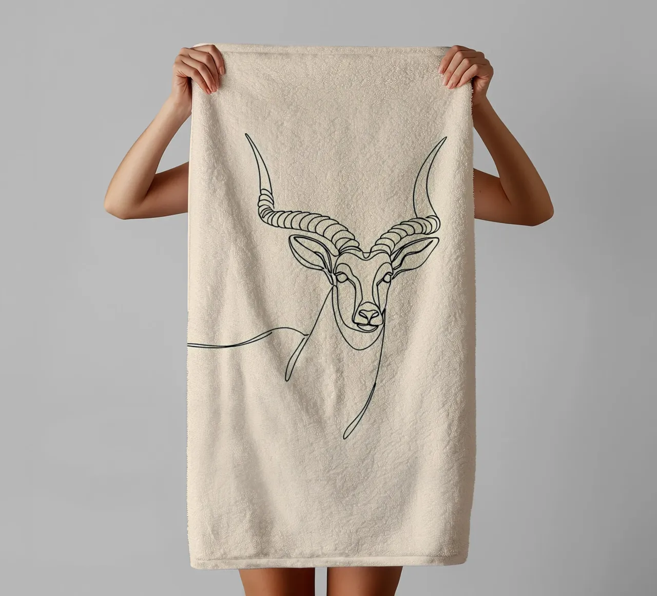 Antelope Minimalist Line Art Drawing towel by Viv Line Art
