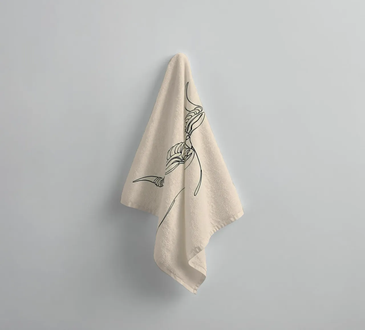 Antelope Minimalist Line Art Drawing towel by Viv Line Art