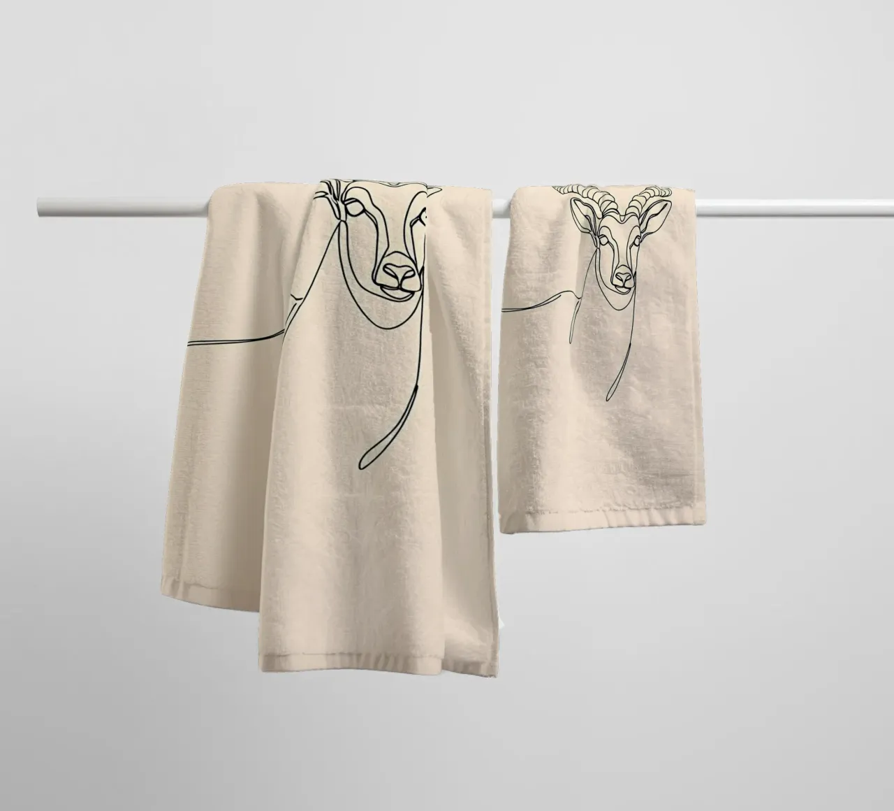 Antelope Minimalist Line Art Drawing towel by Viv Line Art