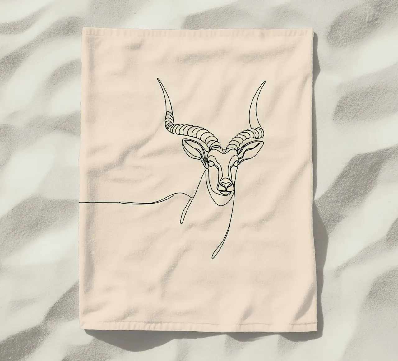 Antelope Minimalist Line Art Drawing beach towel by Viv Line Art