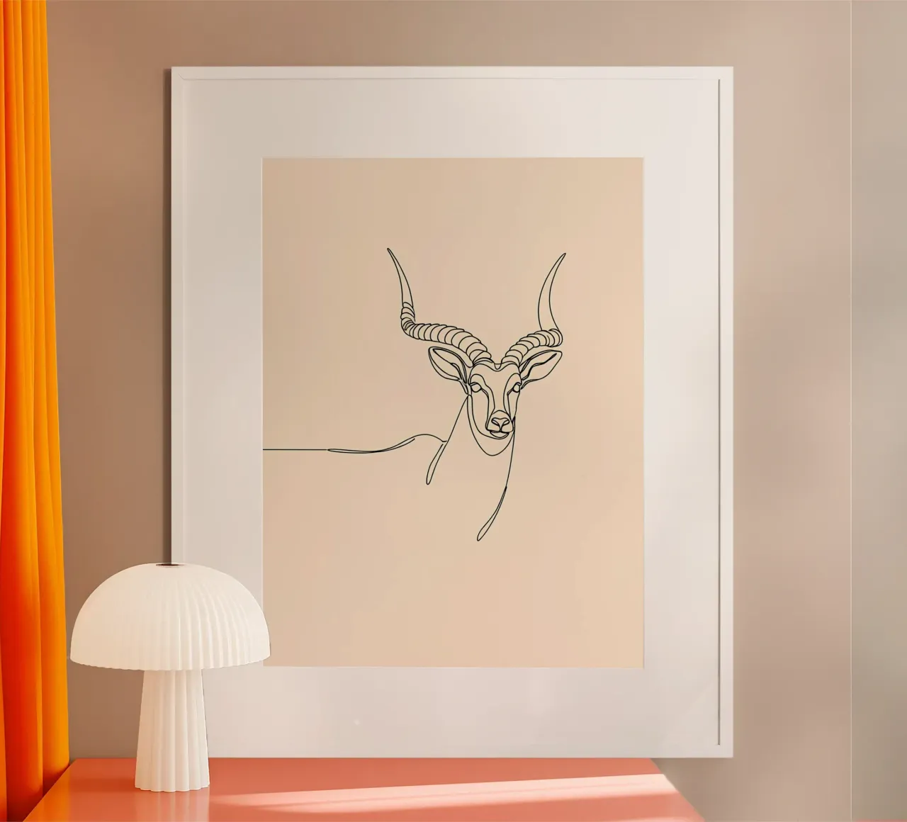 Antelope Minimalist Line Art Drawing hahnemühle by Viv Line Art