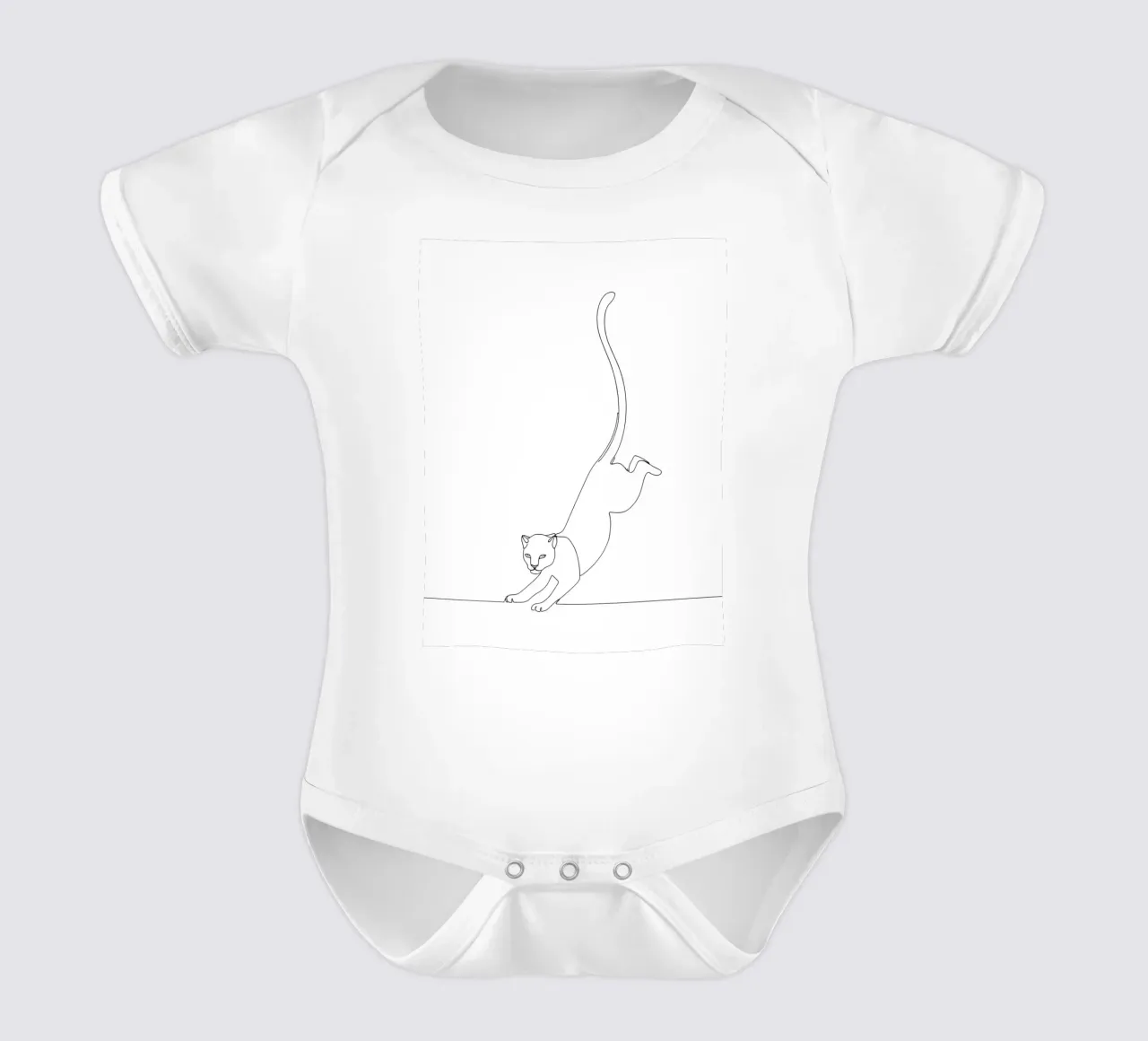 Cat Landing Minimalist Line Art Drawing short-sleeve baby romper by Viv Line Art