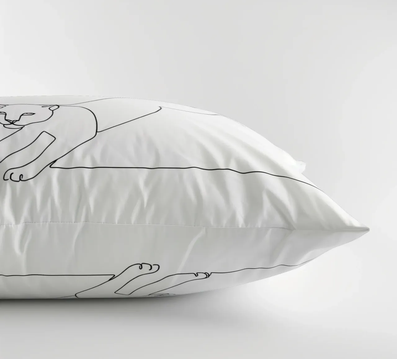 Cat Landing Minimalist Line Art Drawing decorative cushion by Viv Line Art