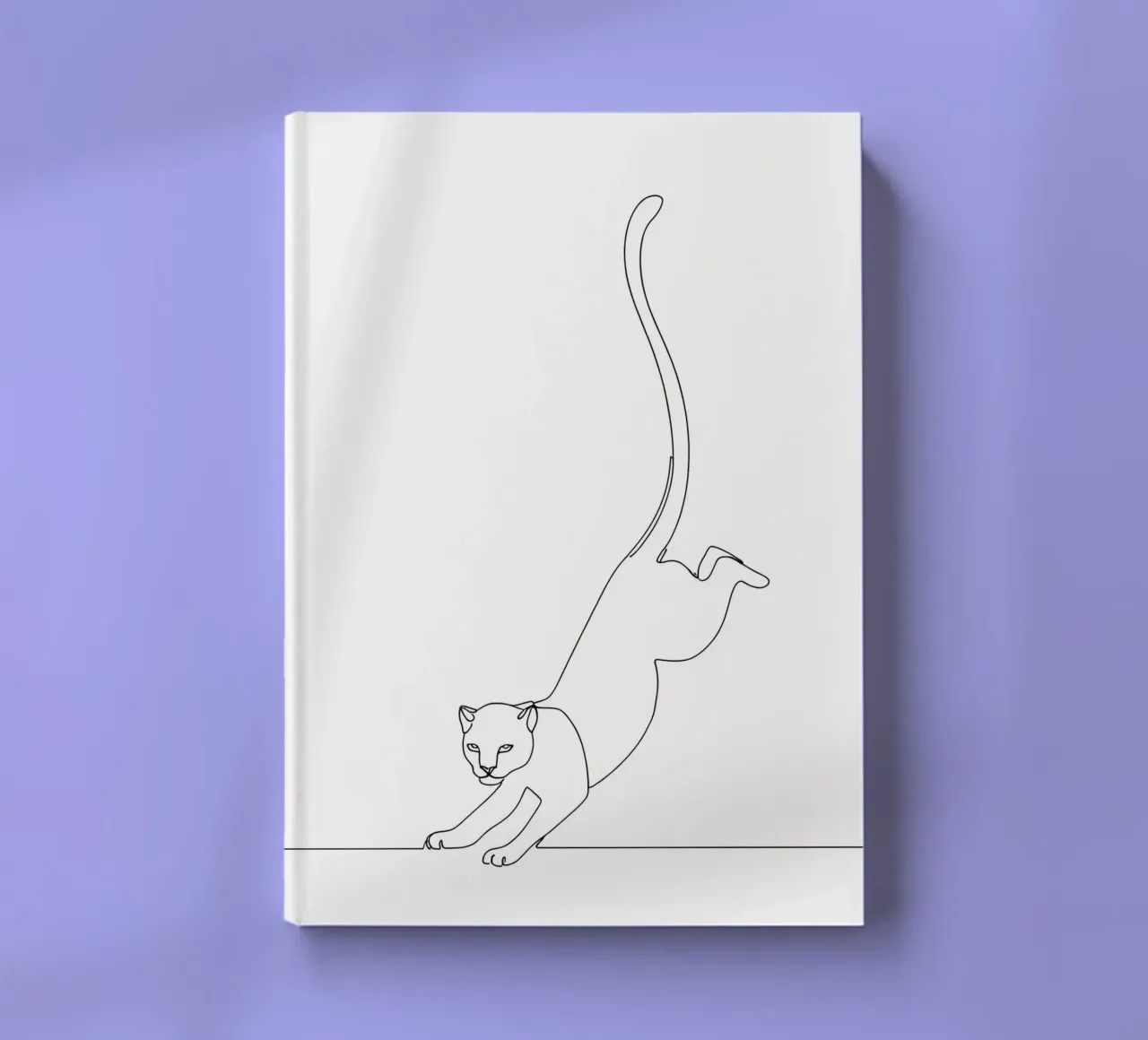 Kat landt minimalistische lijntekening notitieboek van Viv Line Art