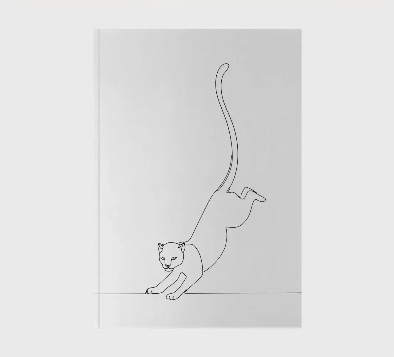 Kat landt minimalistische lijntekening notitieboek van Viv Line Art