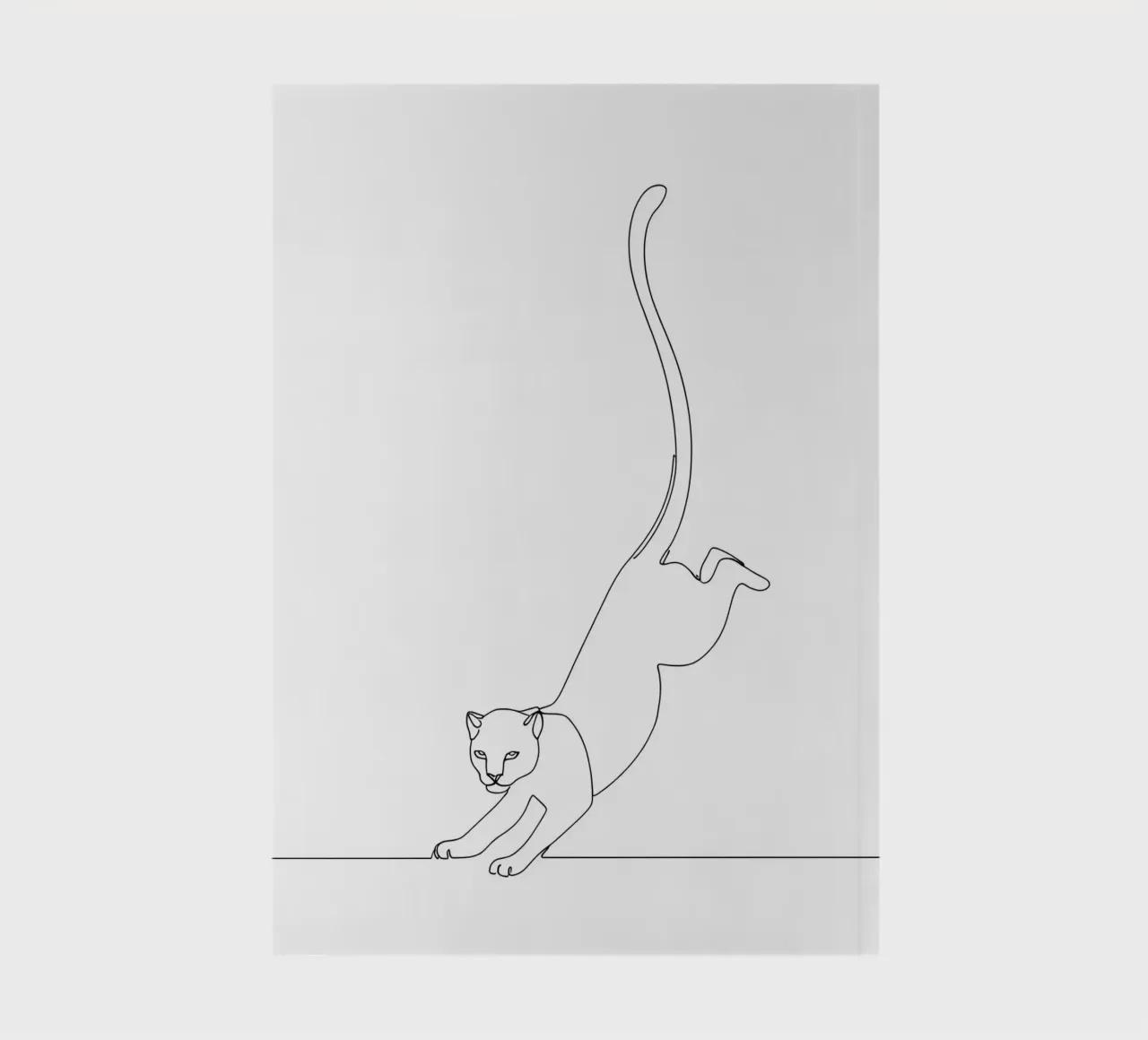 Kat landt minimalistische lijntekening notitieboek van Viv Line Art