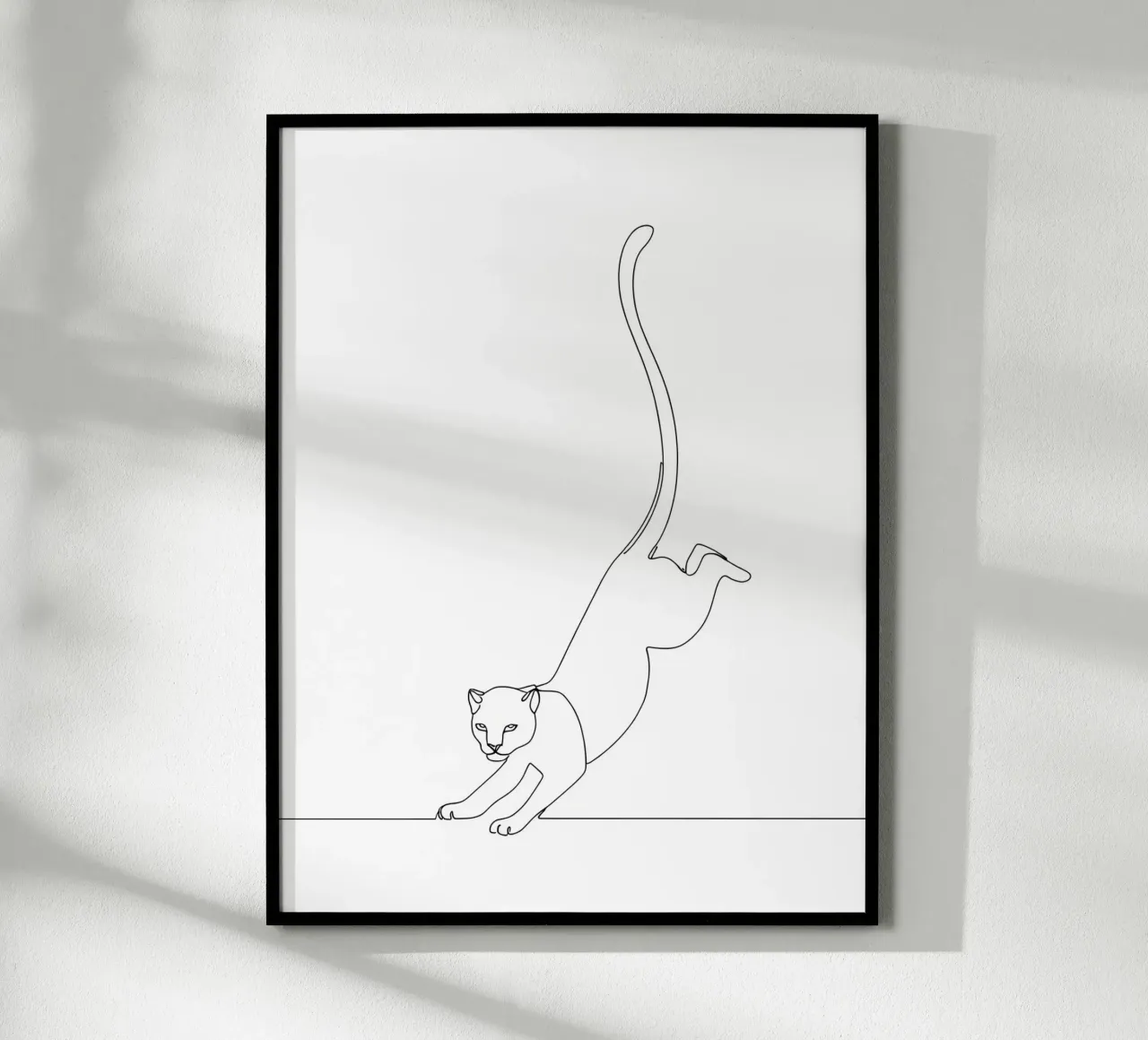 Gatto che atterra Disegno lineare minimalista poster da Viv Line Art