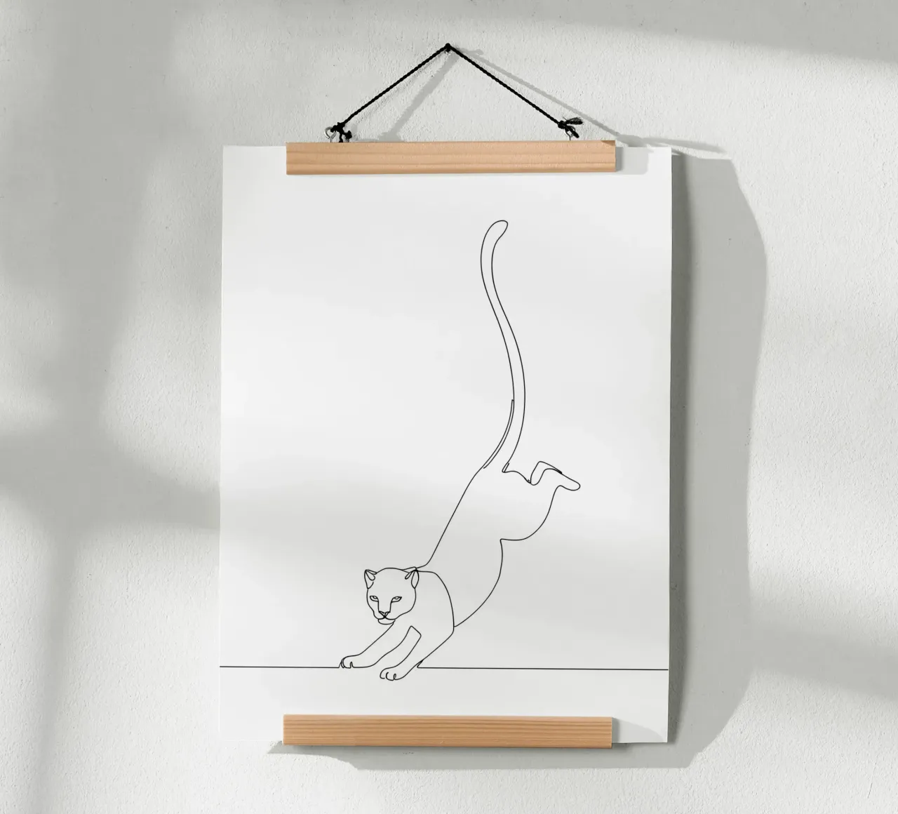 Gatto che atterra Disegno lineare minimalista poster da Viv Line Art