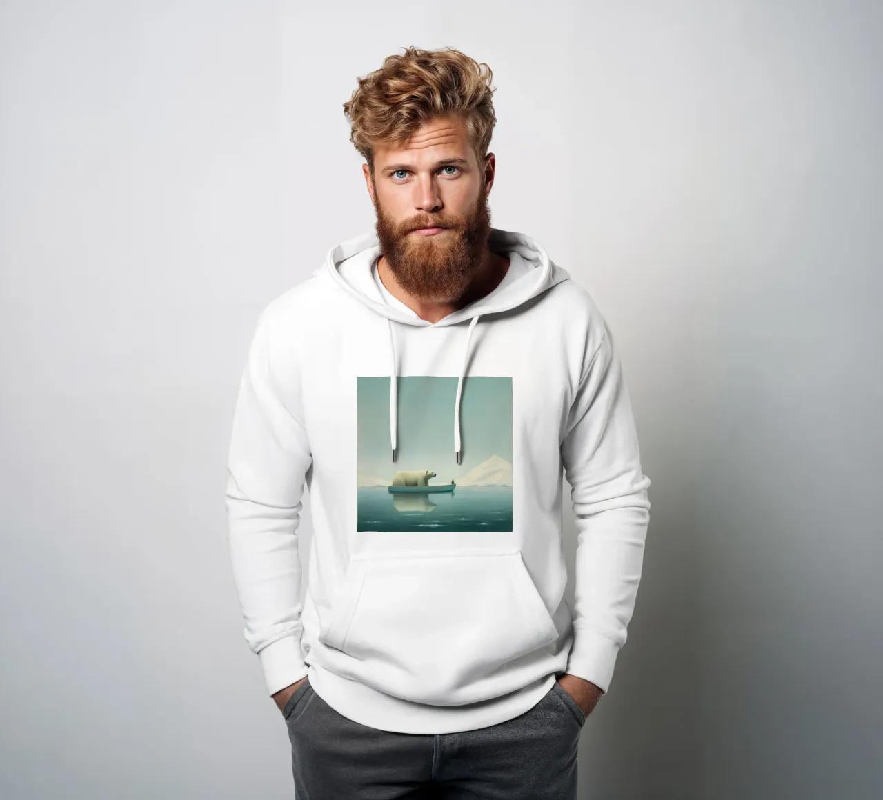 Orso polare minimale 3 felpa con cappuccio da Minimal Animal Art