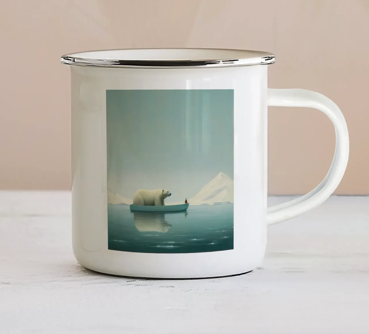 Orso polare minimale 3 tazza in smalto da Minimal Animal Art