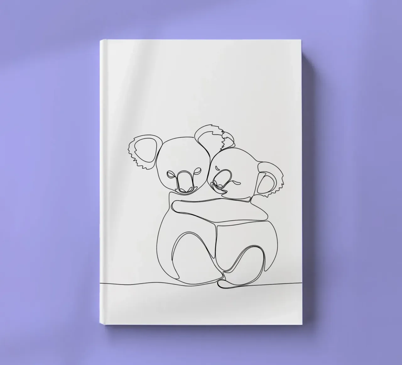 Two Koalas Hugging Minimalist Line Art Drawing notebook by Viv Line Art