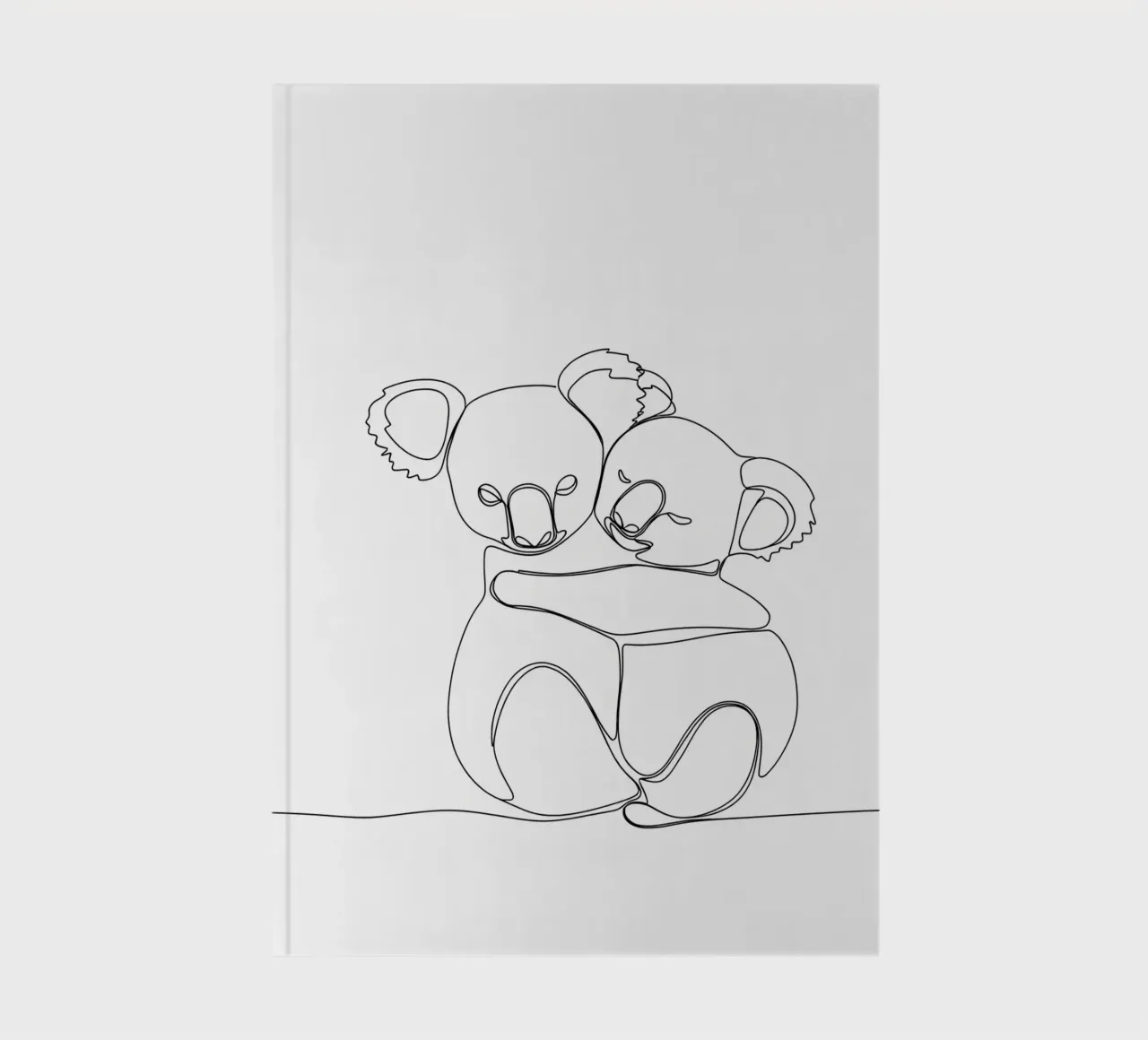 Two Koalas Hugging Minimalist Line Art Drawing notebook by Viv Line Art