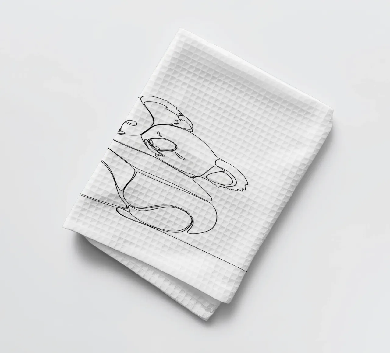 Deux Koalas s'embrassant Dessin au trait minimaliste torchon de Viv Line Art