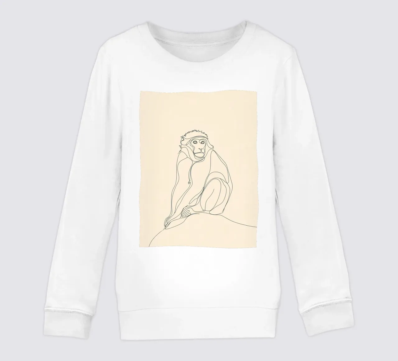 Affe sitzend Minimalist Line Art Zeichnung Kinder Sweatshirt von Viv Line Art
