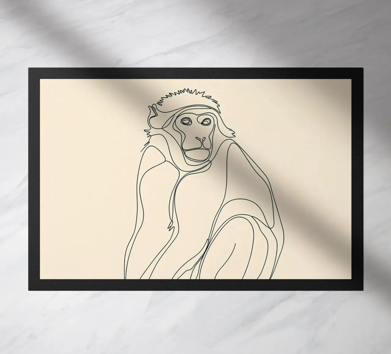 Affe sitzend Minimalist Line Art Zeichnung Fußmatte von Viv Line Art