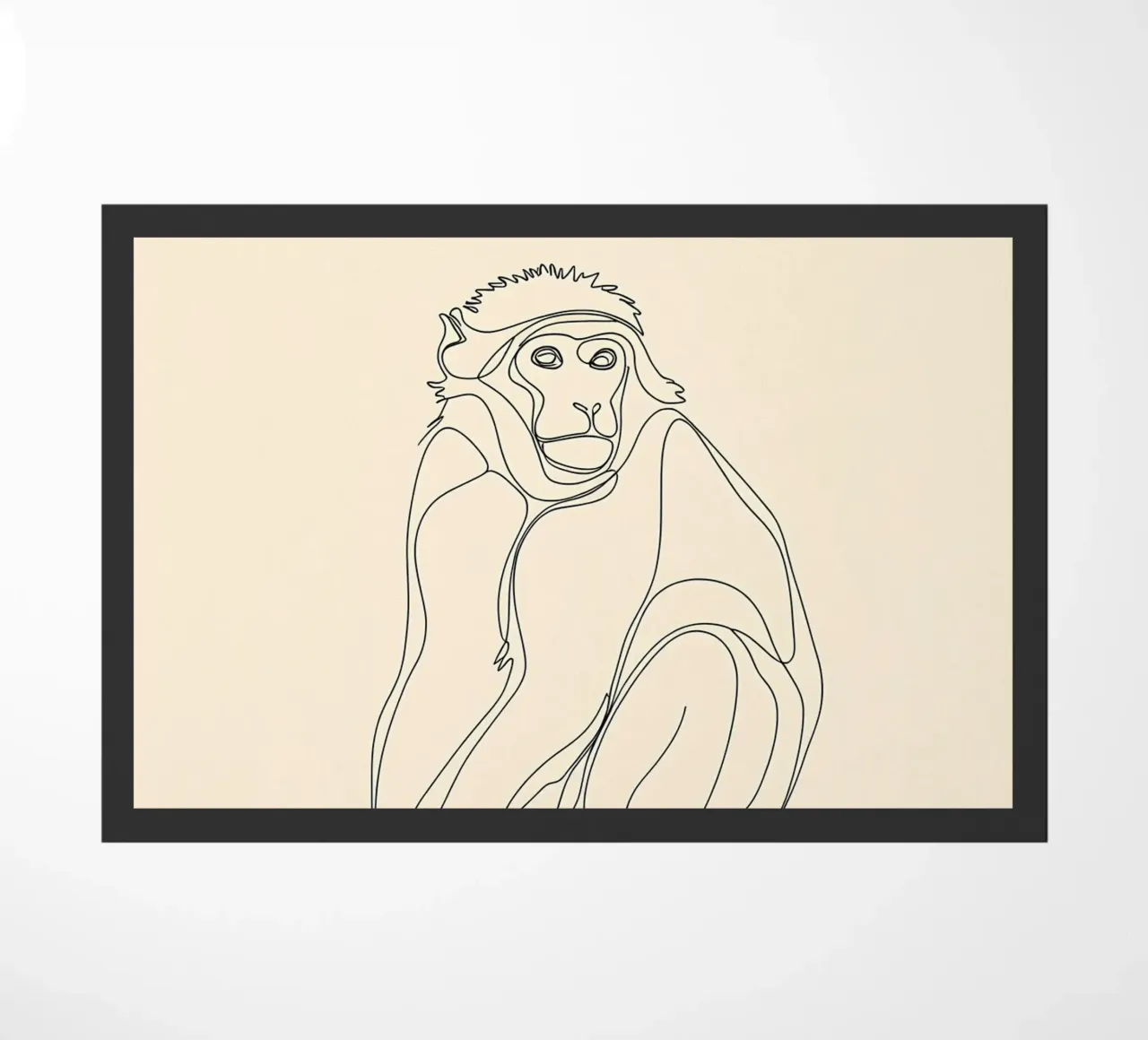 Affe sitzend Minimalist Line Art Zeichnung Fußmatte von Viv Line Art