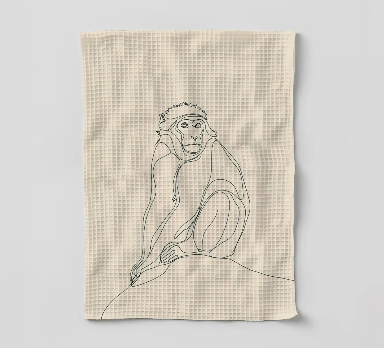 Singe assis Dessin au trait minimaliste torchon de Viv Line Art