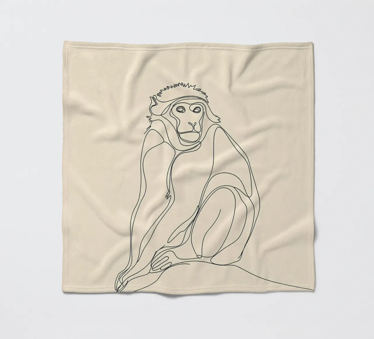 Affe sitzend Minimalist Line Art Zeichnung Fleecedecke von Viv Line Art
