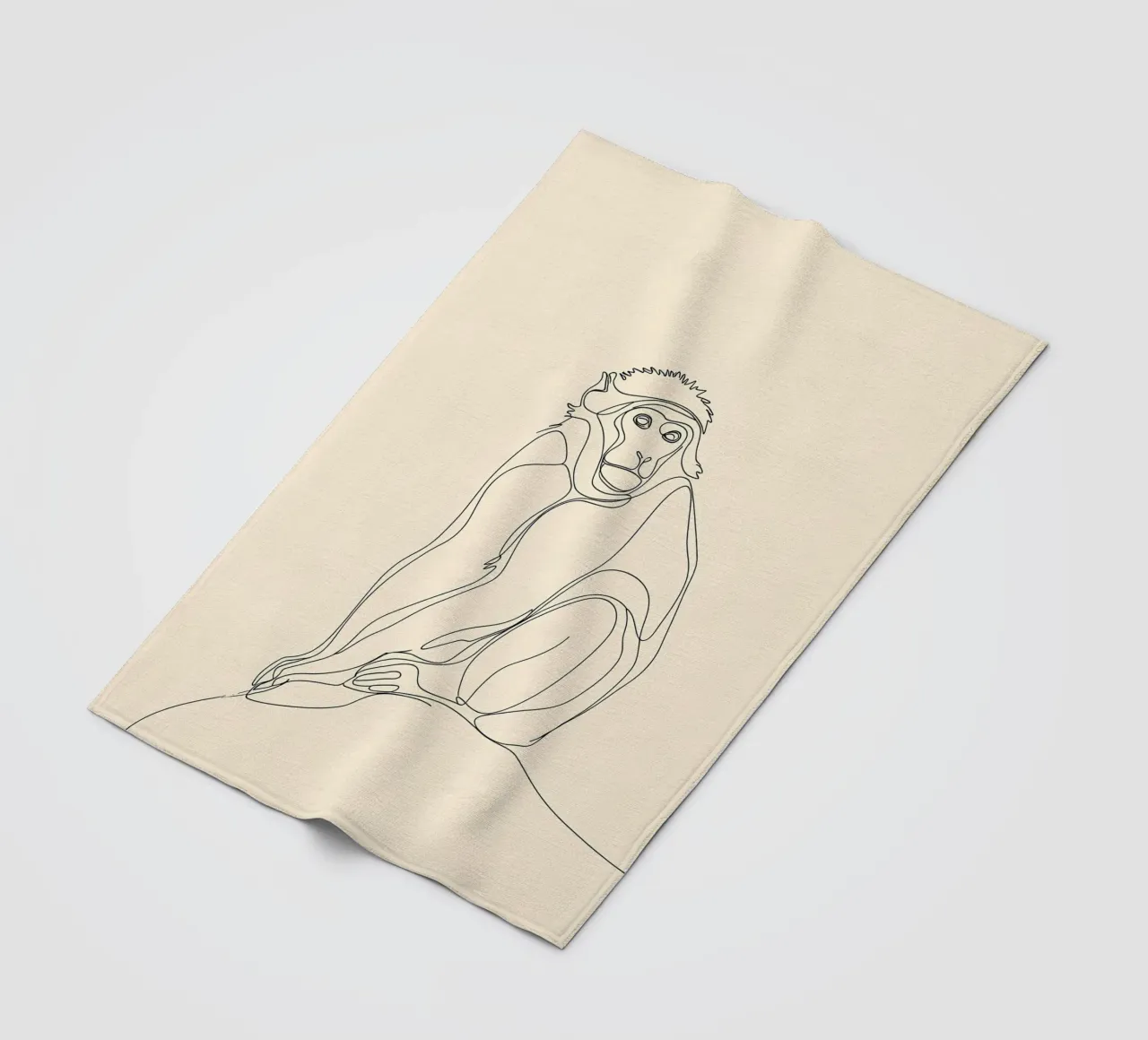Affe sitzend Minimalist Line Art Zeichnung Fleecedecke von Viv Line Art