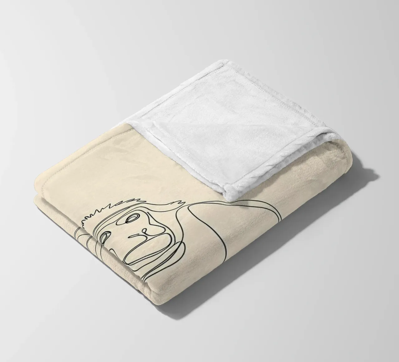 Affe sitzend Minimalist Line Art Zeichnung Fleecedecke von Viv Line Art