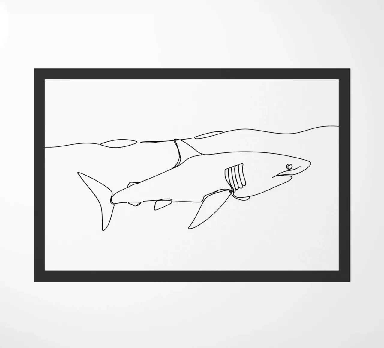 Shark Under Ocean Minimalist Line Art Drawing doormat by Viv Line Art