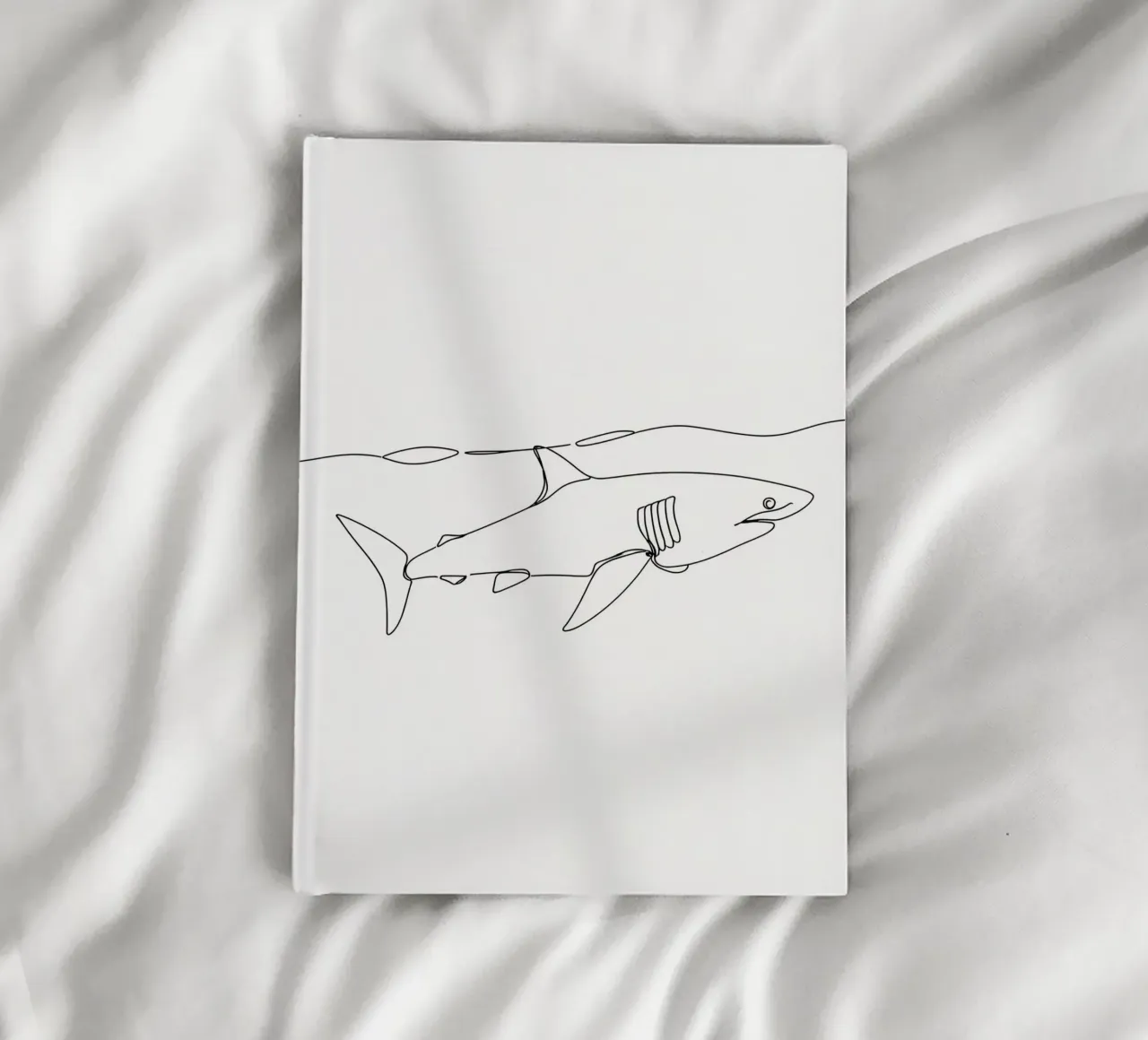 Requin sous l'océan Dessin au trait minimaliste carnet de notes de Viv Line Art