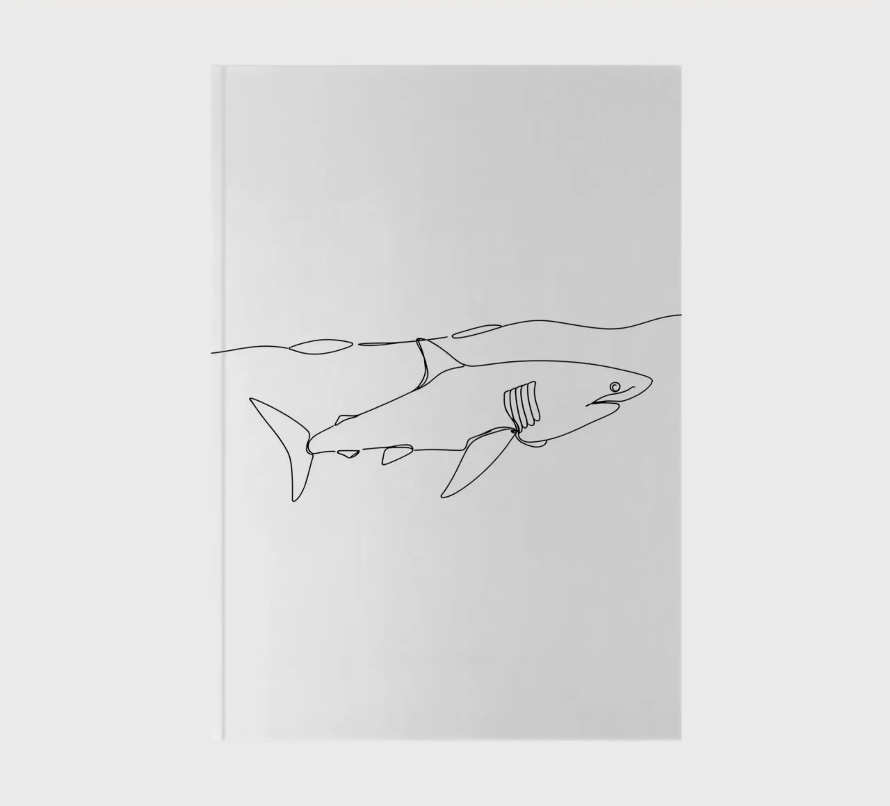 Requin sous l'océan Dessin au trait minimaliste carnet de notes de Viv Line Art