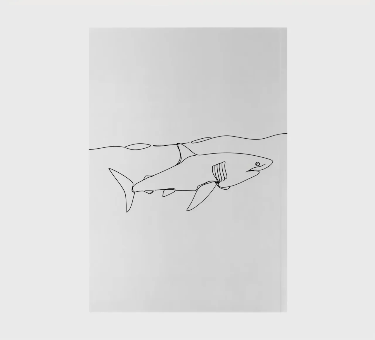 Requin sous l'océan Dessin au trait minimaliste carnet de notes de Viv Line Art