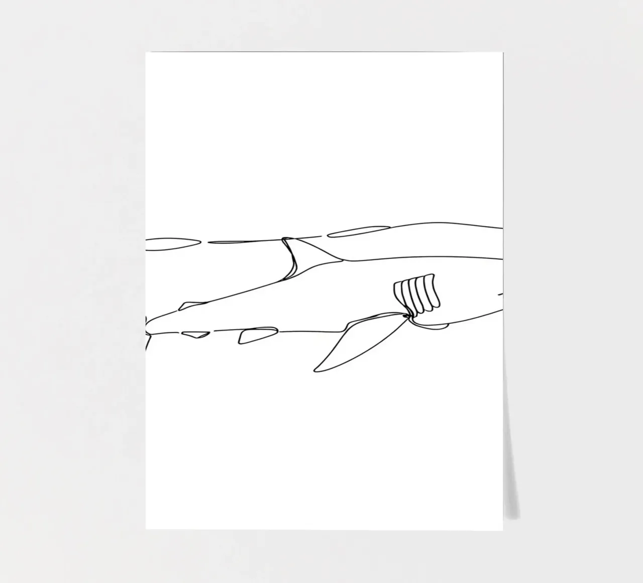 Hai unter Ozean Minimalist Line Art Zeichnung Stickerbogen von Viv Line Art