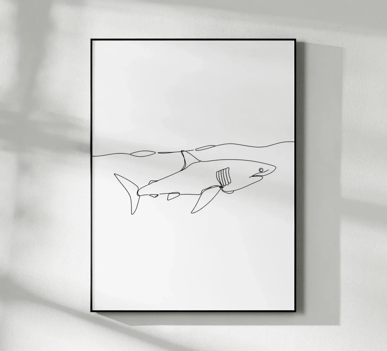 Hai unter Ozean Minimalist Line Art Zeichnung Acryl-Glas von Viv Line Art