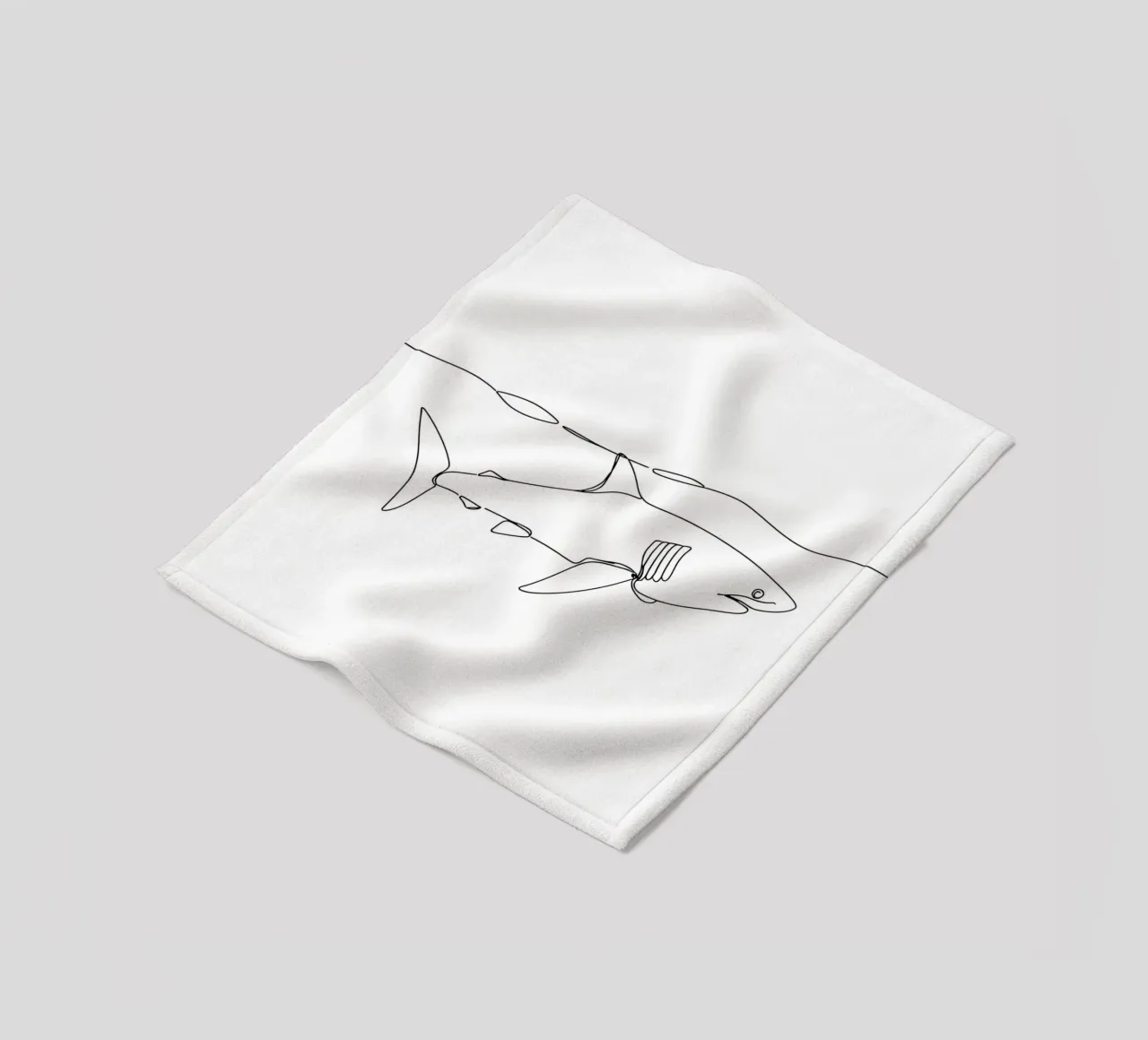 Hai unter Ozean Minimalist Line Art Zeichnung Fleecedecke von Viv Line Art