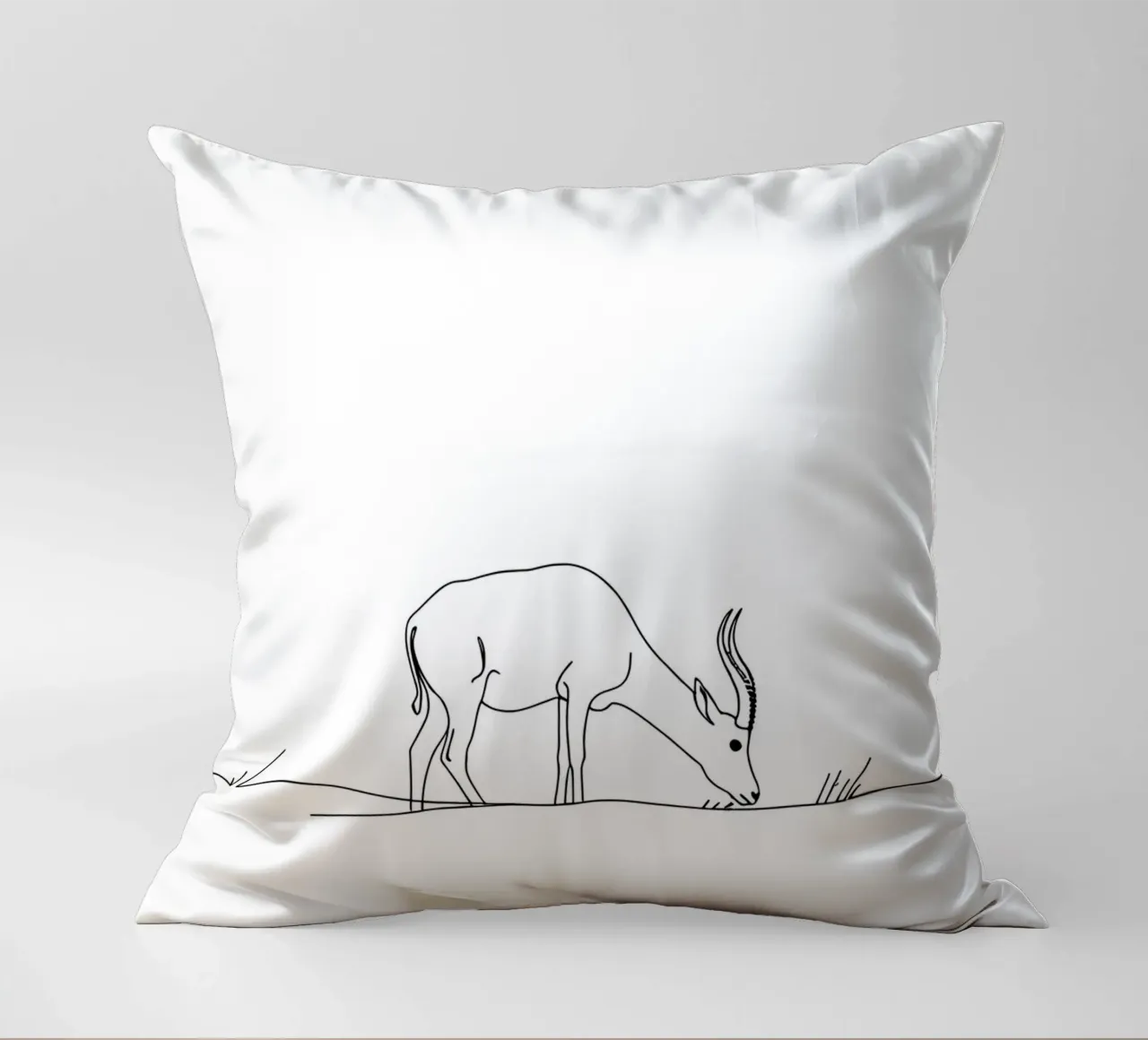 Antelope al pascolo Disegno lineare minimalista cuscino da Viv Line Art