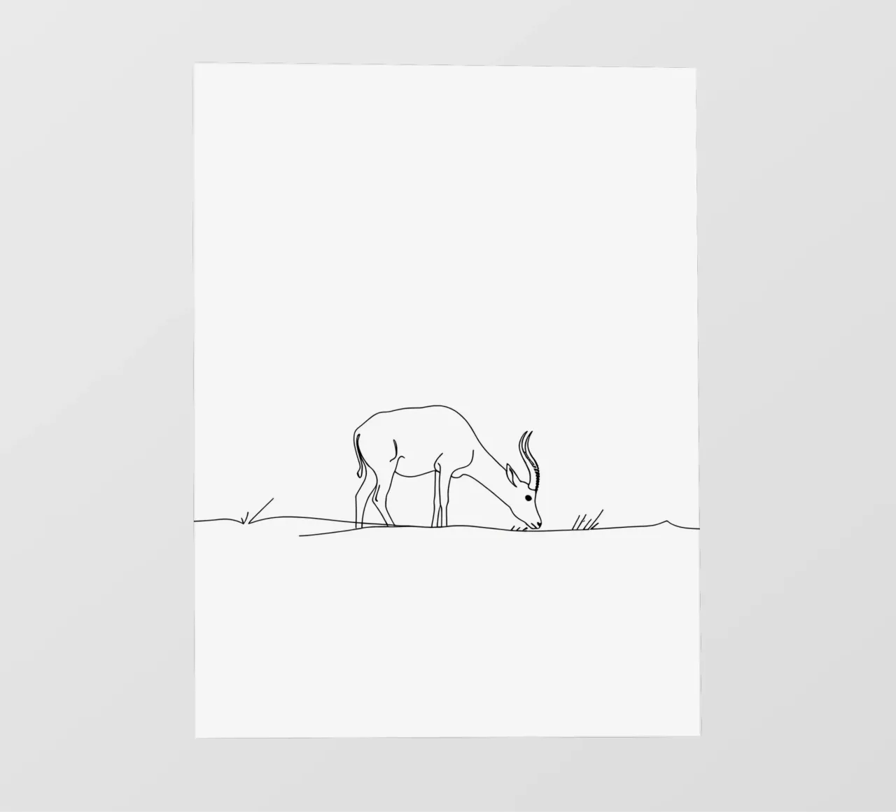 Antelope al pascolo Disegno lineare minimalista pellicola backlit da Viv Line Art
