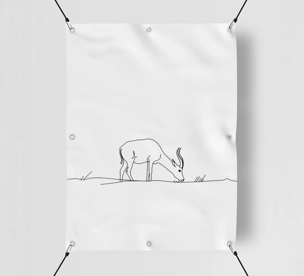 Antilope en train de brouter Dessin au trait minimaliste bâche pvc de Viv Line Art