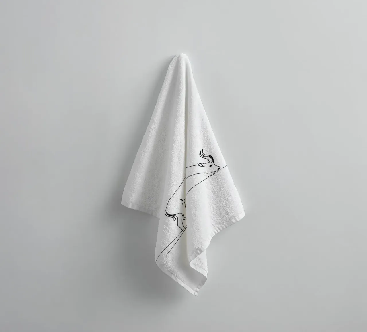 Antilope en train de brouter Dessin au trait minimaliste serviette de bain de Viv Line Art