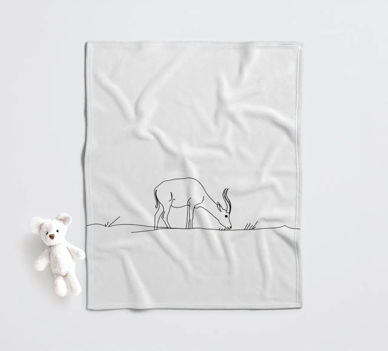 Antilope grasen Minimalist Line Art Zeichnung Fleecedecke von Viv Line Art