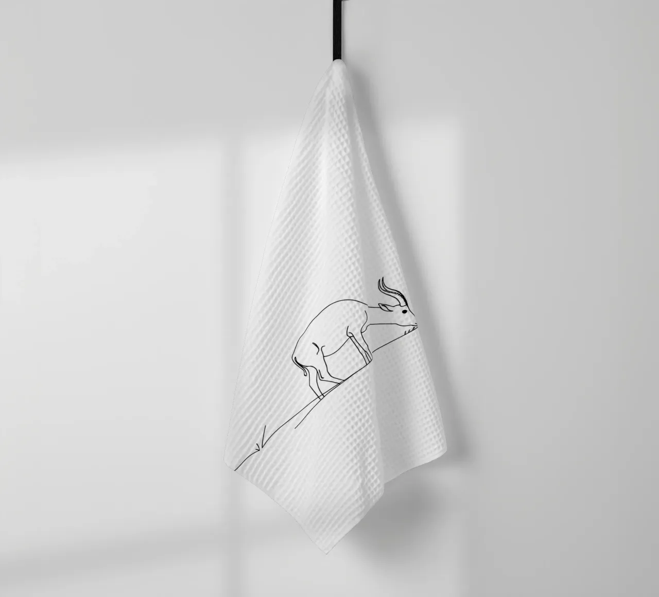 Antilope en train de brouter Dessin au trait minimaliste torchon de Viv Line Art