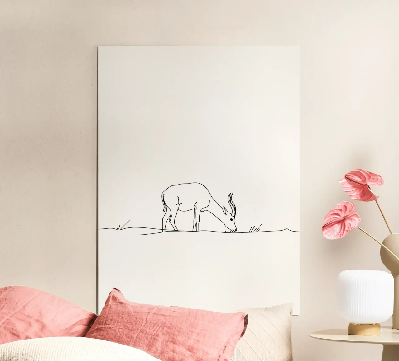 Antilope en train de brouter Dessin au trait minimaliste hahnemühle de Viv Line Art