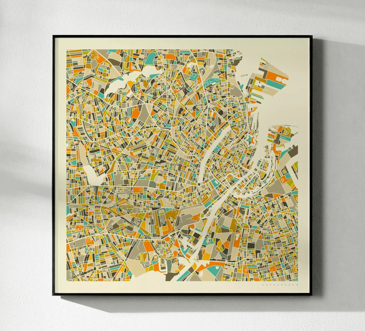 Mapa de Copenhague metacrilato de Jazzberry Blue