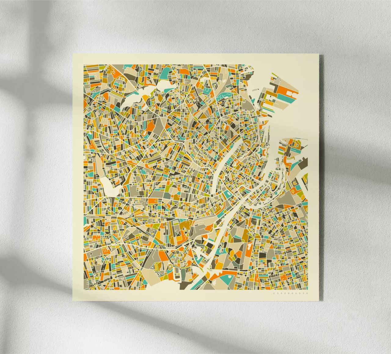 Mapa de Copenhague metacrilato de Jazzberry Blue