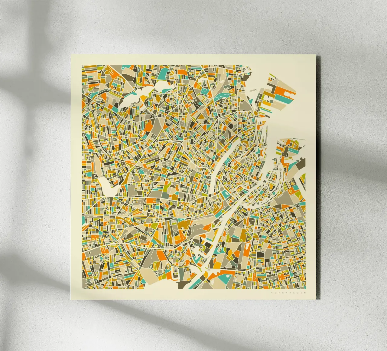 Mappa di Copenaghen alluminio dibond da Jazzberry Blue