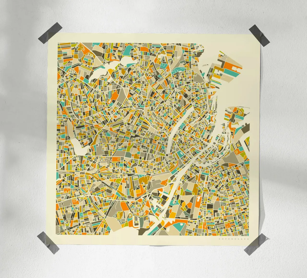 Mappa di Copenaghen poster da Jazzberry Blue