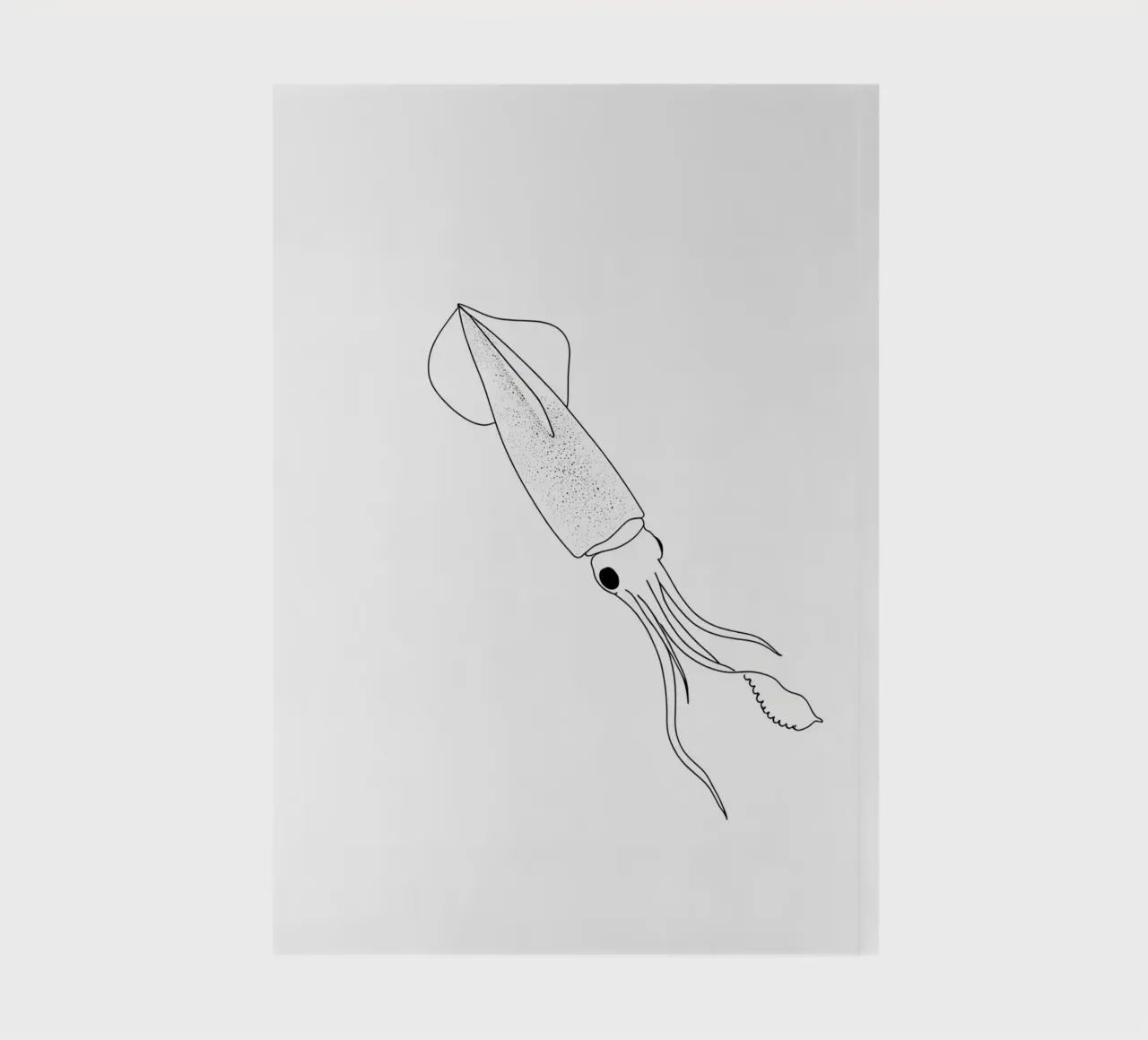 Squid Minimalist Line Art Drawing notebook by Viv Line Art