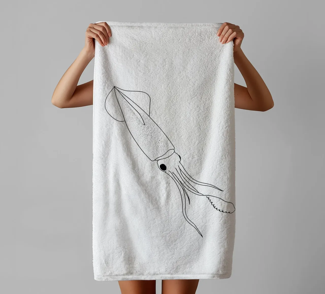Tintenfisch Minimalist Line Art Zeichnung Handtuch von Viv Line Art