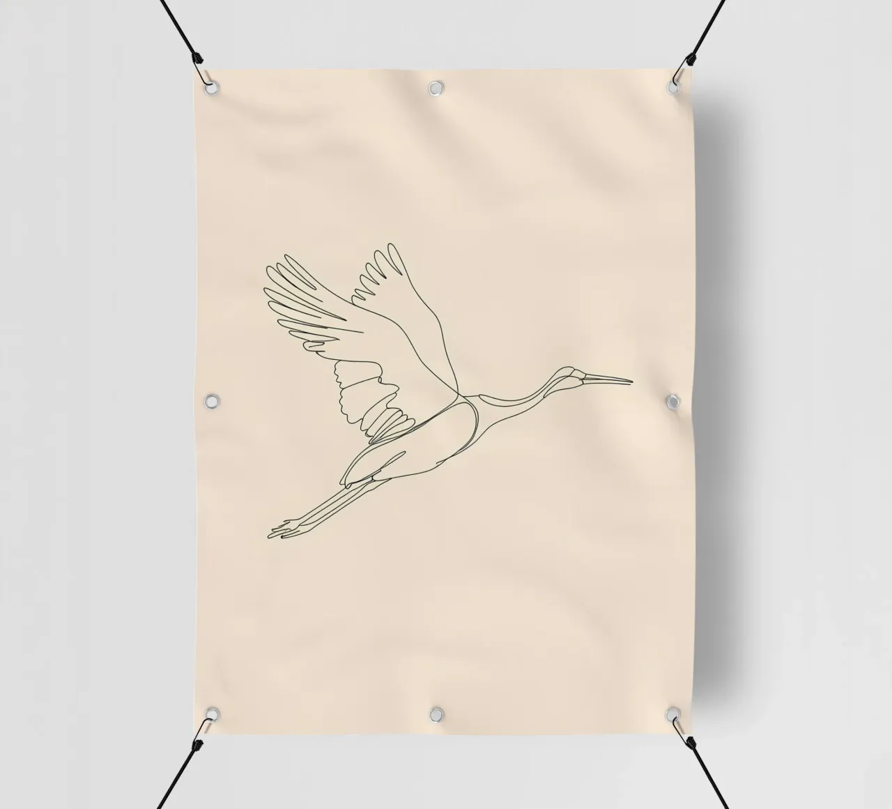 Grue en vol Dessin au trait minimaliste bâche pvc de Viv Line Art