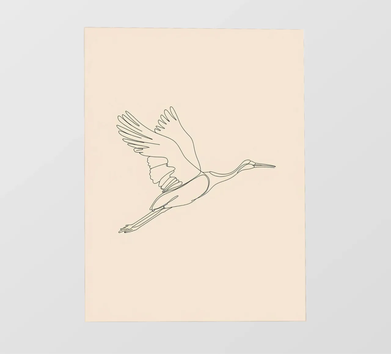 Grue en vol Dessin au trait minimaliste bâche pvc de Viv Line Art