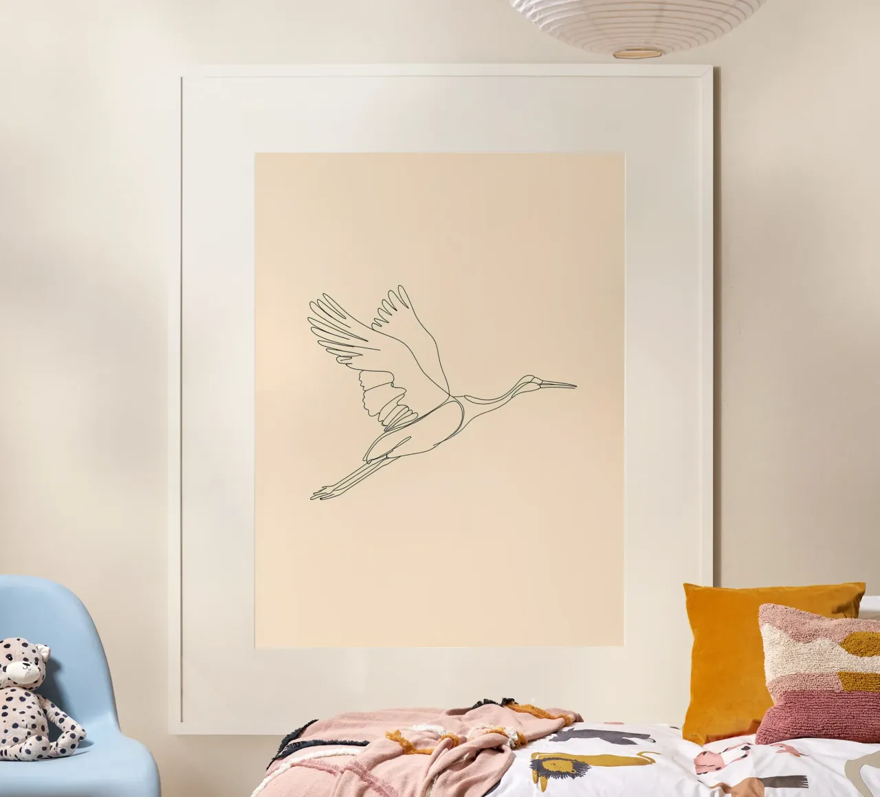 Grue en vol Dessin au trait minimaliste hahnemühle de Viv Line Art